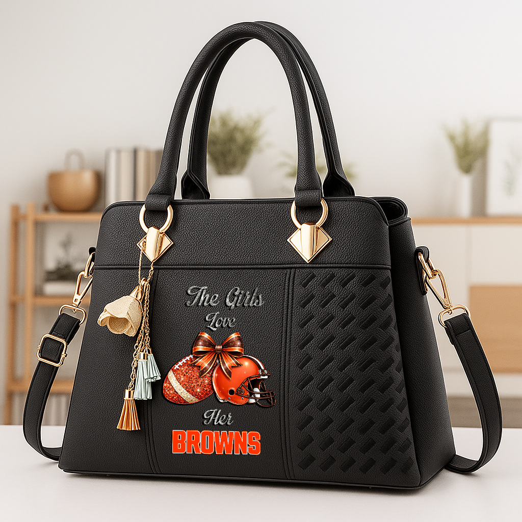 LIMITED EDITION - NEW CUSTOMIZED NFL29 CLB CLEVELAND BROWNS WOMEN'S ZIP HANDBAG MULTICOLOR