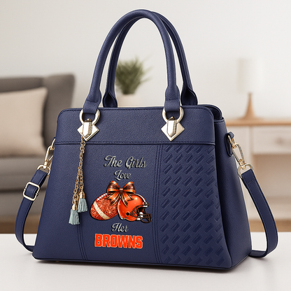 LIMITED EDITION - NEW CUSTOMIZED NFL29 CLB CLEVELAND BROWNS WOMEN'S ZIP HANDBAG MULTICOLOR