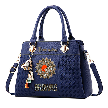 LIMITED EDITION - NEW CUSTOMIZED NFL29 CLB CLEVELAND BROWNS WOMEN'S ZIP HANDBAG MULTICOLOR