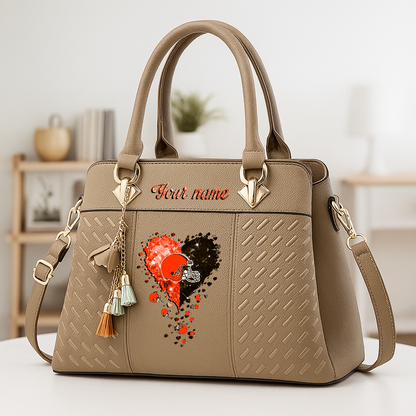 LIMITED EDITION - NEW CUSTOMIZED NFL29 CLB CLEVELAND BROWNS ZIP HANDBAG MULTICOLOR