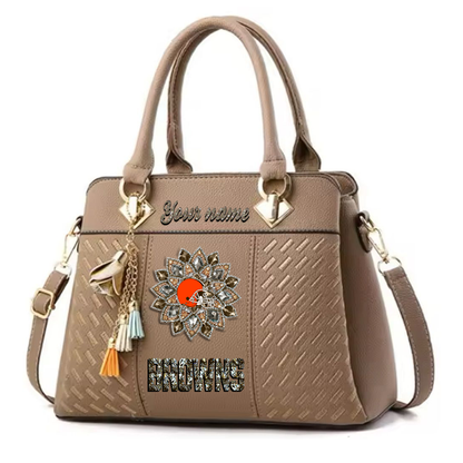 LIMITED EDITION - NEW CUSTOMIZED NFL29 CLB CLEVELAND BROWNS WOMEN'S ZIP HANDBAG MULTICOLOR