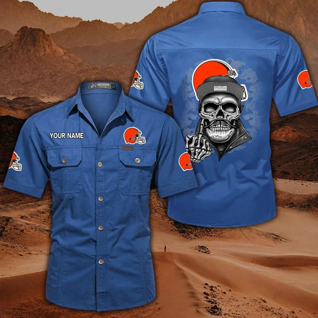 [SPECIAL OFFER] NEW CUSTOMIZED NFL29 CLB CLEVELAND BROWNS MUTICOLOR MEN'S CARGO SHIRT
