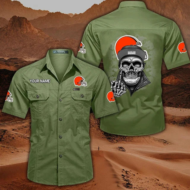 [SPECIAL OFFER] NEW CUSTOMIZED NFL29 CLB CLEVELAND BROWNS MUTICOLOR MEN'S CARGO SHIRT