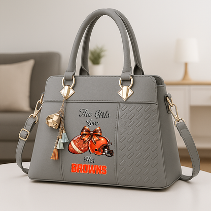 LIMITED EDITION - NEW CUSTOMIZED NFL29 CLB CLEVELAND BROWNS WOMEN'S ZIP HANDBAG MULTICOLOR