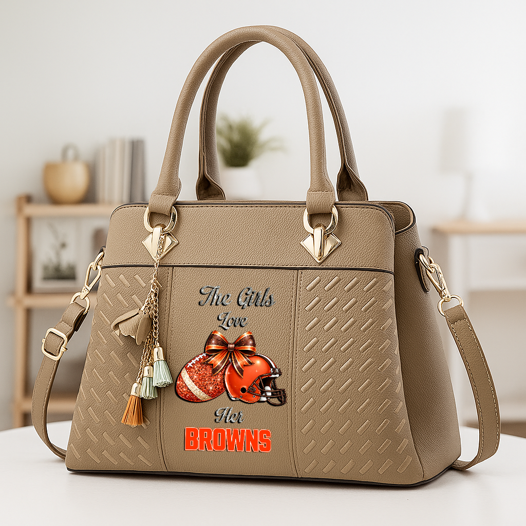 LIMITED EDITION - NEW CUSTOMIZED NFL29 CLB CLEVELAND BROWNS WOMEN'S ZIP HANDBAG MULTICOLOR