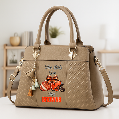 LIMITED EDITION - NEW CUSTOMIZED NFL29 CLB CLEVELAND BROWNS WOMEN'S ZIP HANDBAG MULTICOLOR
