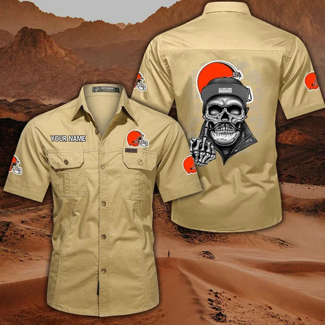 [SPECIAL OFFER] NEW CUSTOMIZED NFL29 CLB CLEVELAND BROWNS MUTICOLOR MEN'S CARGO SHIRT