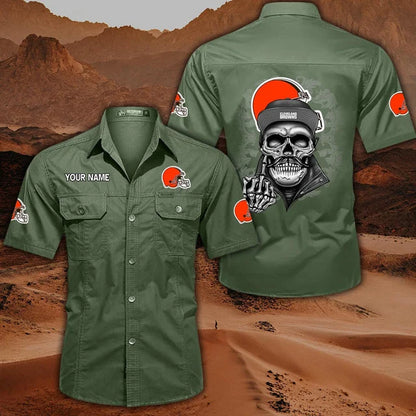 [SPECIAL OFFER] NEW CUSTOMIZED NFL29 CLB CLEVELAND BROWNS MUTICOLOR MEN'S CARGO SHIRT