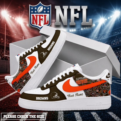 LIMITED EDITION - NEW CUSTOMIZED NFL29 CLB CLEVELAND BROWNS AF1 SHOES