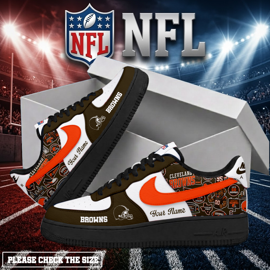 LIMITED EDITION - NEW CUSTOMIZED NFL29 CLB CLEVELAND BROWNS AF1 SHOES