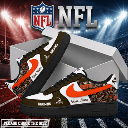 LIMITED EDITION - NEW CUSTOMIZED NFL29 CLB CLEVELAND BROWNS AF1 SHOES