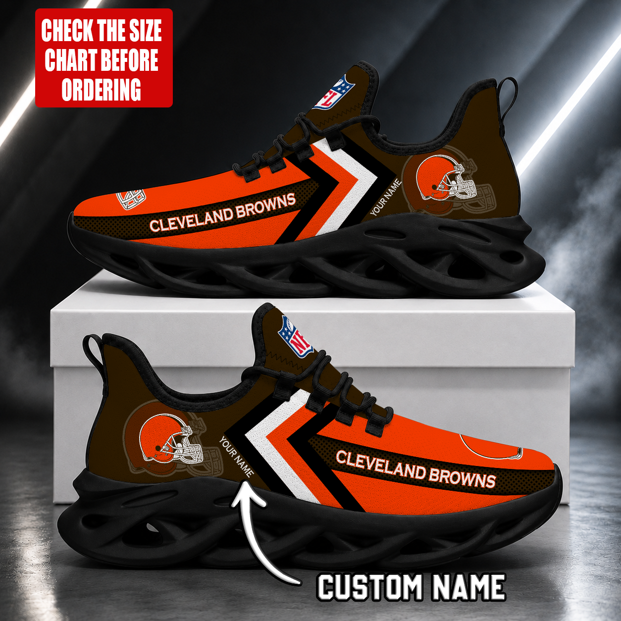 LIMITED EDITION - NEW CUSTOMIZED NFL29 CLB CLEVELAND BROWNS UNISEX MAX SOUL SHOES
