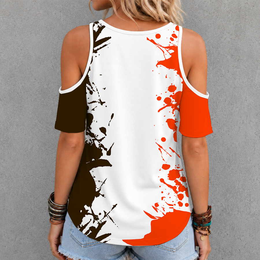 [SPECIAL OFFER] NEW CUSTOMIZED NFL29 CLB CLEVELAND BROWNS CRISS CROSS V-NECK TOP