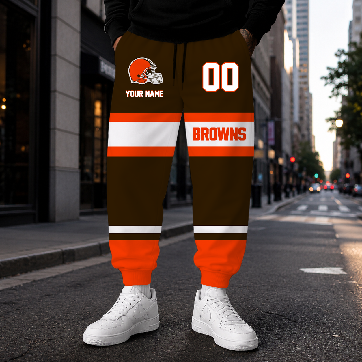 LIMITED EDITION - NEW CUSTOMIZED NFL29 CLB CLEVELAND BROWNS SWEATPANTS