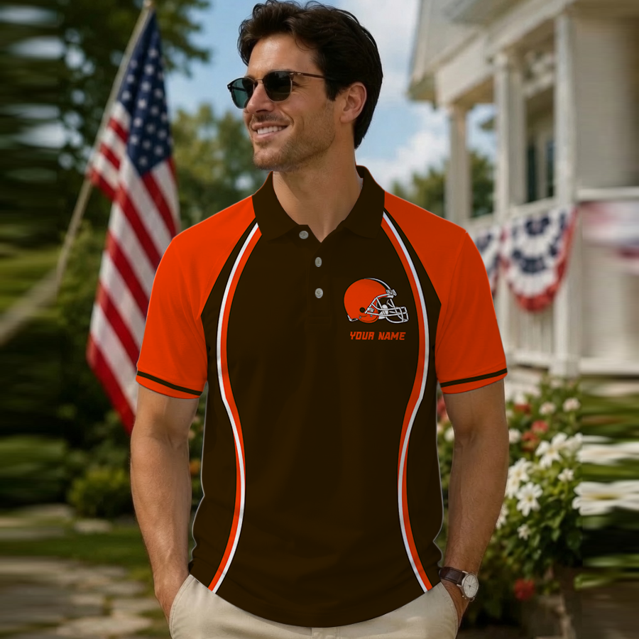[SPECIAL OFFER] NEW CUSTOMIZED NFL29 CLB CLEVELAND BROWNS POLO SHIRT