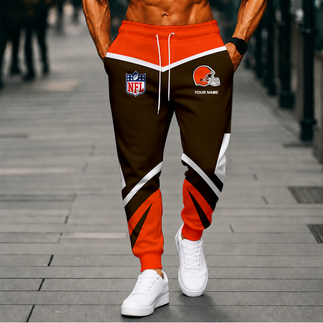 LIMITED EDITION - NEW CUSTOMIZED NFL29 CLB CLEVELAND BROWNS SWEATPANTS