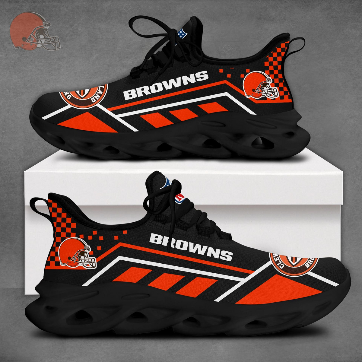 SPECIAL EDITION - NEW CUSTOMIZED NFL29 CLB CLEVELAND BROWNS MAX SOUL SHOES
