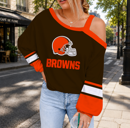 SPECIAL EDITION - NEW CUSTOMIZED NFL29 CLB CLEVELAND BROWNS DROP SHOULDER SWEATSHIRT