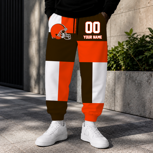 LIMITED EDITION - NEW CUSTOMIZED NFL29 CLB CLEVELAND BROWNS SWEATPANTS