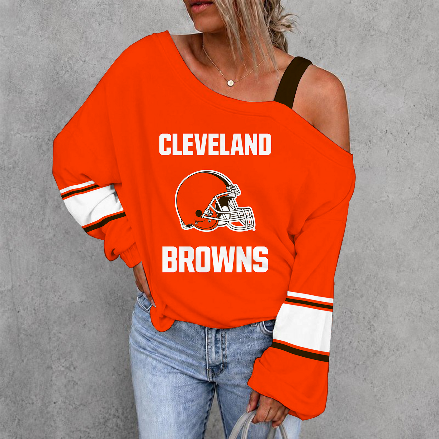 [SPECIAL OFFER] NEW CUSTOMIZED NFL29 CLB CLEVELAND BROWNS DROP SHOULDER SWEATSHIRT