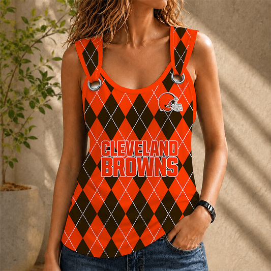 [SPECIAL OFFER] NEW CUSTOMIZED NFL29 CLB CLEVELAND BROWNS O-RING SHOULDER TANK TOP