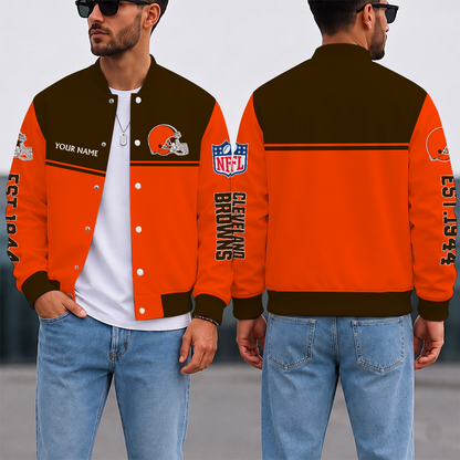 LIMITED EDITION - NEW CUSTOMIZED NFL29 CLB CLEVELAND BROWNS SATIN VARSITY & BASEBALL JACKET
