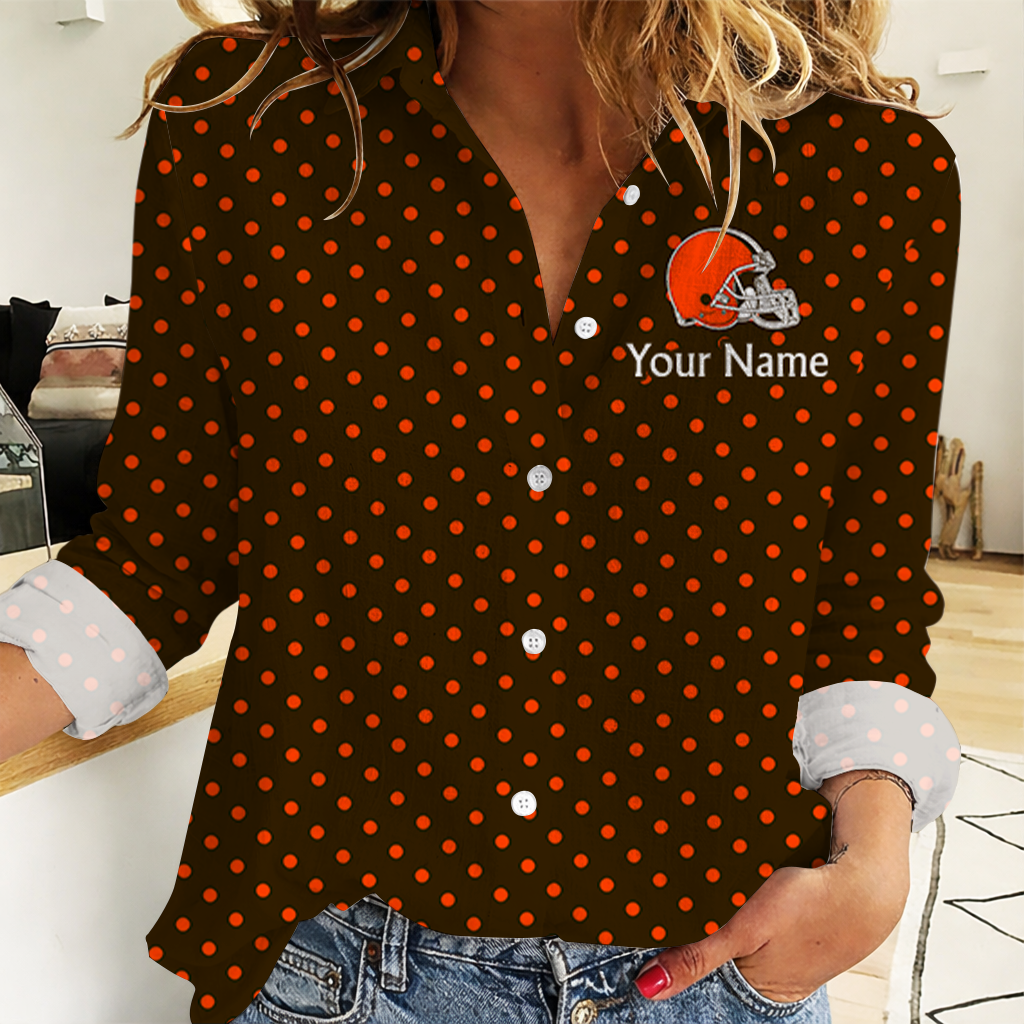 LIMITED EDITION - NEW CUSTOMIZED NFL29 CLB CLEVELAND BROWNS WOMEN CASUAL SHIRT