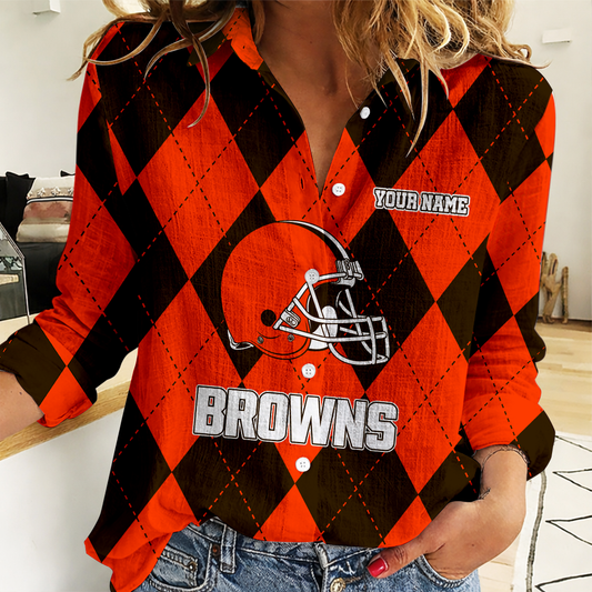 LIMITED EDITION - NEW CUSTOMIZED NFL29 CLB CLEVELAND BROWNS WOMEN CASUAL SHIRT FOR FAN