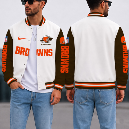 ELITE EDITION - NEW CUSTOMIZED NFL29 CLB CLEVELAND BROWNS SATIN VARSITY & BASEBALL JACKET