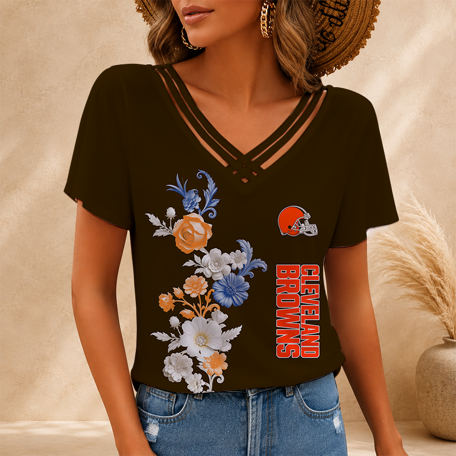 LIMITED EDITION - NEW CUSTOMIZED NFL29 CLB CLEVELAND BROWNS V-NECK SHIRT