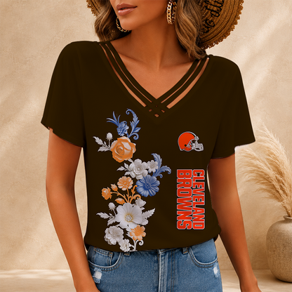 LIMITED EDITION - NEW CUSTOMIZED NFL29 CLB CLEVELAND BROWNS V-NECK SHIRT