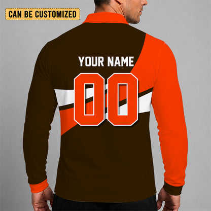 [SPECIAL OFFER] NEW CUSTOMIZED NFL29 CLB CLEVELAND BROWNS LONG SLEEVE POLO SHIRT