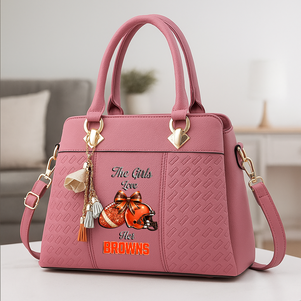 LIMITED EDITION - NEW CUSTOMIZED NFL29 CLB CLEVELAND BROWNS WOMEN'S ZIP HANDBAG MULTICOLOR