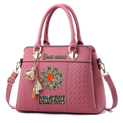 LIMITED EDITION - NEW CUSTOMIZED NFL29 CLB CLEVELAND BROWNS WOMEN'S ZIP HANDBAG MULTICOLOR