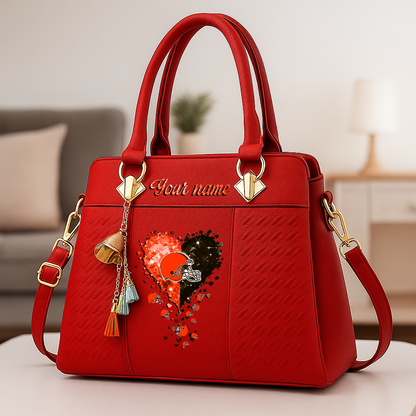 LIMITED EDITION - NEW CUSTOMIZED NFL29 CLB CLEVELAND BROWNS ZIP HANDBAG MULTICOLOR