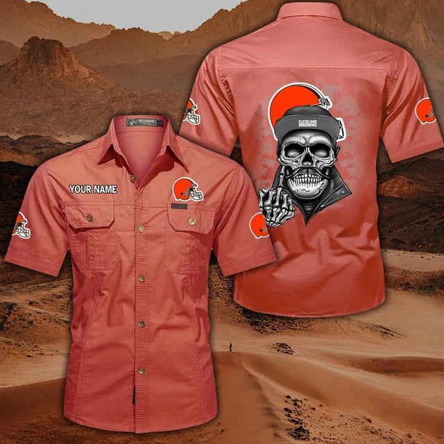 [SPECIAL OFFER] NEW CUSTOMIZED NFL29 CLB CLEVELAND BROWNS MUTICOLOR MEN'S CARGO SHIRT