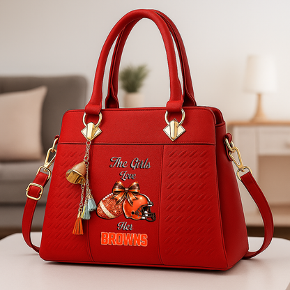 LIMITED EDITION - NEW CUSTOMIZED NFL29 CLB CLEVELAND BROWNS WOMEN'S ZIP HANDBAG MULTICOLOR