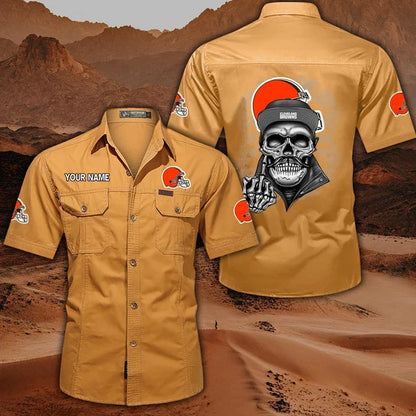 [SPECIAL OFFER] NEW CUSTOMIZED NFL29 CLB CLEVELAND BROWNS MUTICOLOR MEN'S CARGO SHIRT