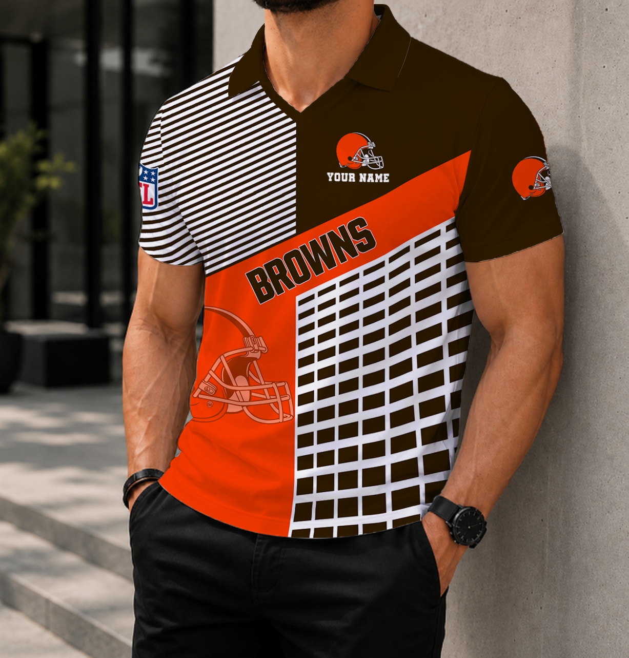 LIMITED EDITION - NEW CUSTOMIZED NFL29 CLB CLEVELAND BROWNS POLO SHIRT