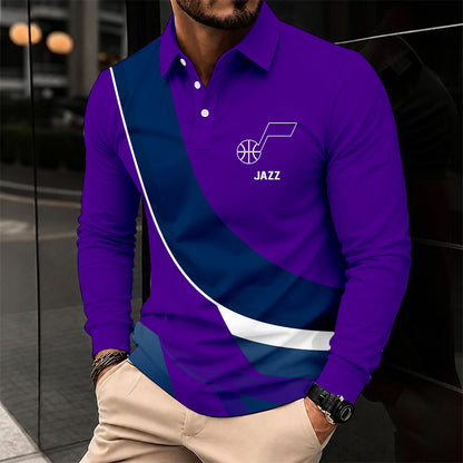 [HOT DEAL] NEW CUSTOMIZED NBA29 UJZ UTAH JAZZ MEN LONG SLEEVE POLO