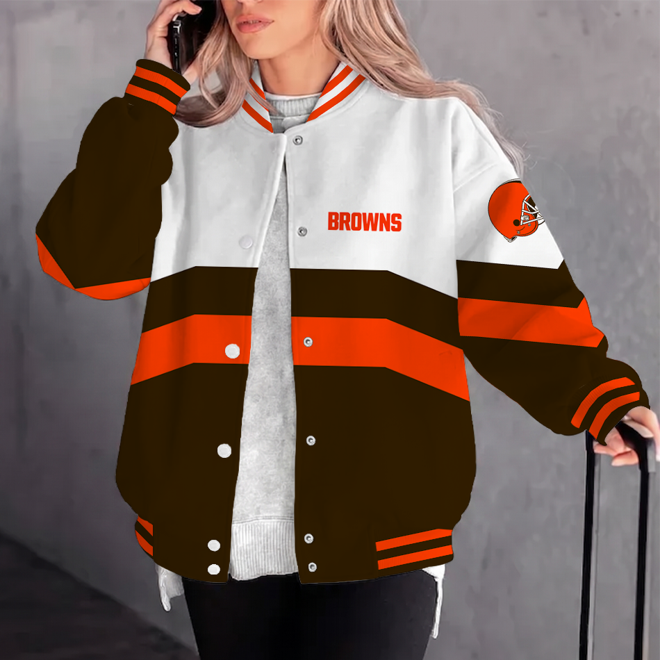 [SPECIAL OFFER] NEW CUSTOMIZED NFL29 CLB CLEVELAND BROWNS SATIN VARSITY & BASEBALL JACKET