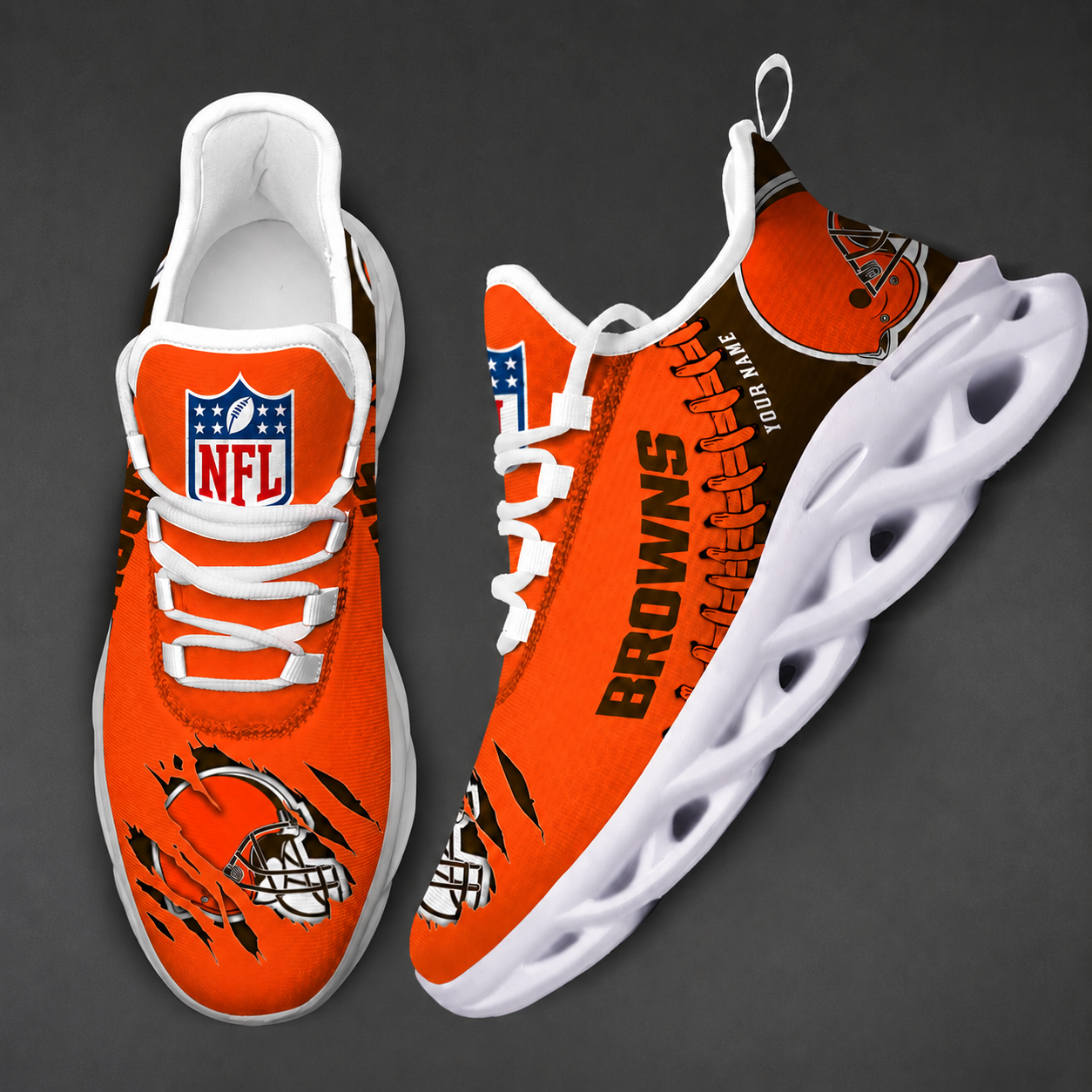 LIMITED EDITION - NEW CUSTOMIZED NFL29 CLB CLEVELAND BROWNS UNISEX MAX SOUL SHOES