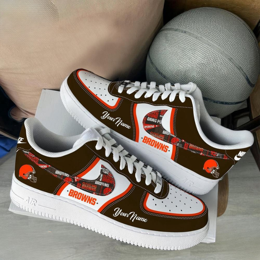 LIMITED EDITION - NEW CUSTOMIZED NFL29 CLB CLEVELAND BROWNS AF1 SNEAKERS