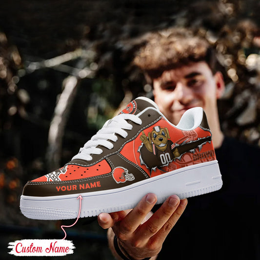 LIMITED EDITION - NEW CUSTOMIZED NFL29 CLB CLEVELAND BROWNS AF1 SNEAKERS