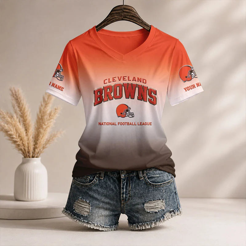LIMITED EDITION - NEW CUSTOMIZED NFL29 CLB CL BROWNS V-NECK FEMALE SHIRT