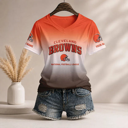 LIMITED EDITION - NEW CUSTOMIZED NFL29 CLB CL BROWNS V-NECK FEMALE SHIRT