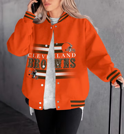 LIMITED EDITION - NEW CUSTOMIZED NFL29 CLB CLEVELAND BROWNS SATIN VARSITY & BASEBALL JACKET