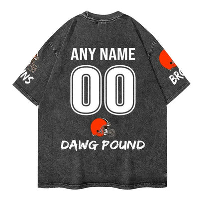 [SPECIAL OFFER] NEW CUSTOMIZED NFL29 CLB CLEVELAND BROWNS MULTICOLOR WASHED TEE