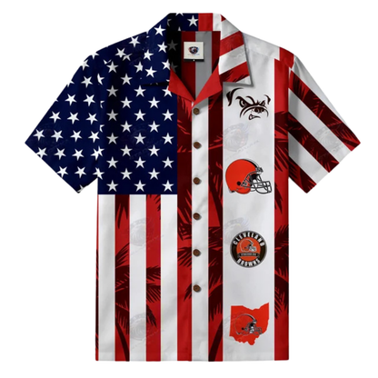 LIMITED EDITION - NEW CUSTOMIZED NFL29 CLB CLEVELAND BROWNS PATRIOTIC 250 USA HAWAIIAN SHIRT