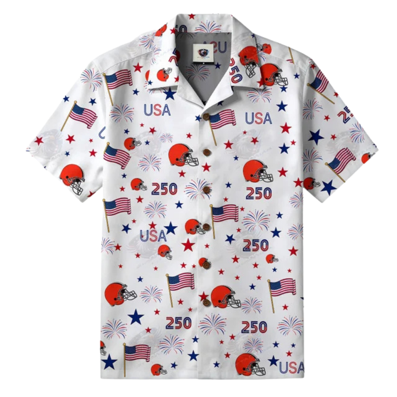 LIMITED EDITION - NEW CUSTOMIZED NFL29 CLB CLEVELAND BROWNS PATRIOTIC 250 USA HAWAIIAN SHIRT